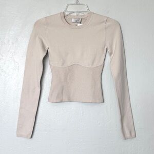 Babaton Sculpt Knit Empire Long Sleeves top in Matte Pearl Size 2XS